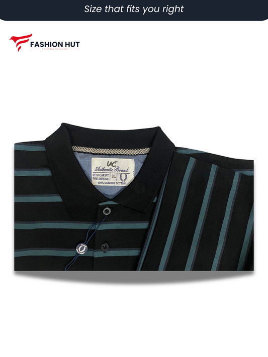 UC Polo Stripers Dark Black with Blue lines | Summer Fit