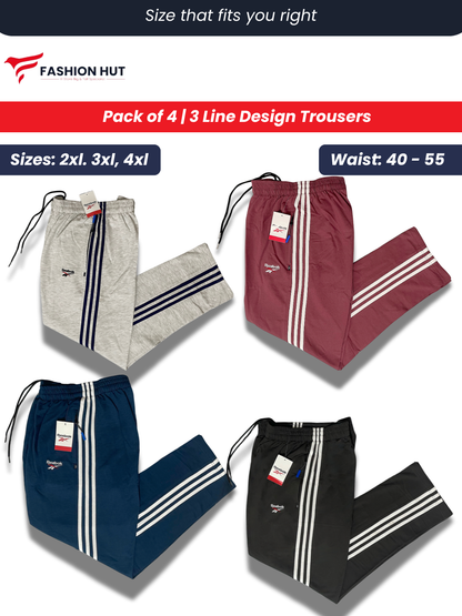 Pack of 4 Reebok 3 Stripes Terry Trousers