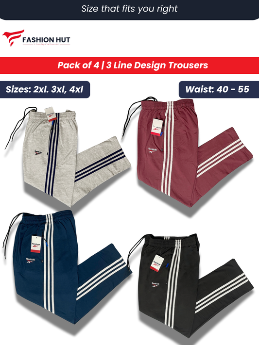 Pack of 4 Reebok 3 Stripes Terry Trousers