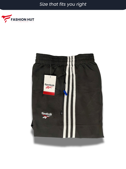 Reebok Charcol Grey 3 Stripes Terry Trousers