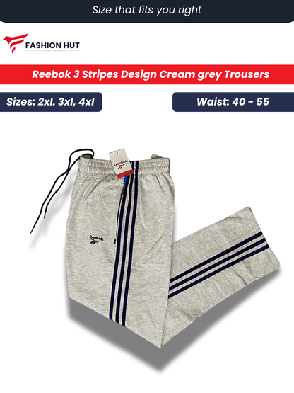Reebok Cream Grey3 Stripes Terry Trousers
