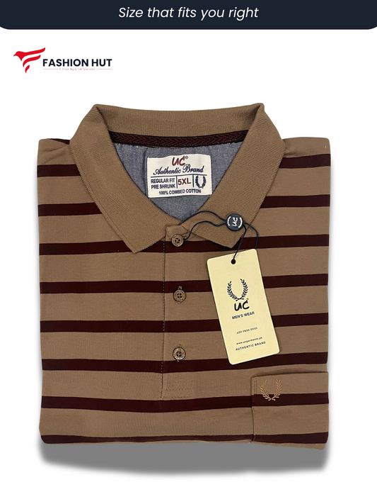 UC  Polo Stripers Brown with mahroon lines | Summer Fit