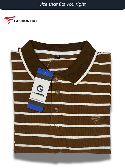 Polo Stripers – Baggy Style Camel with White lines| Summer Fit