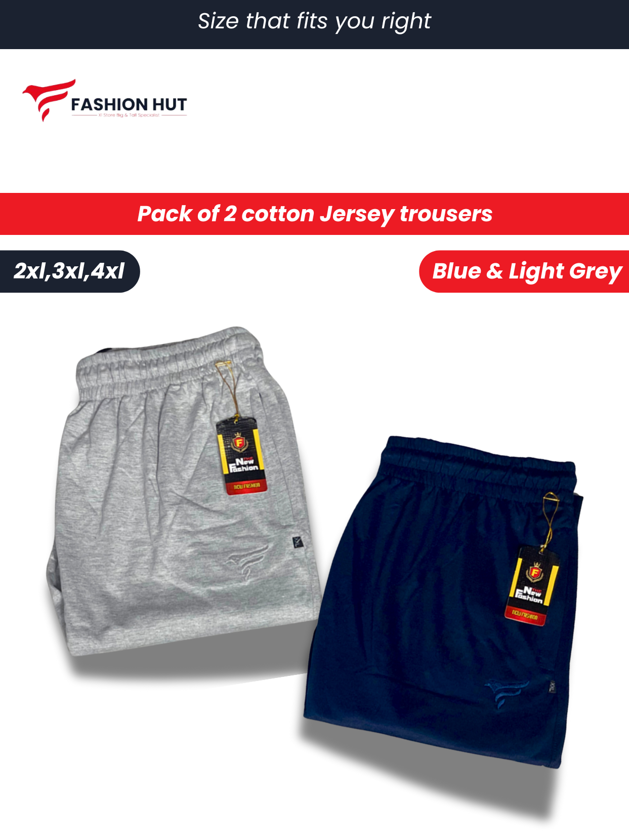 Pack of 2 Jersey Trousers slim fit design