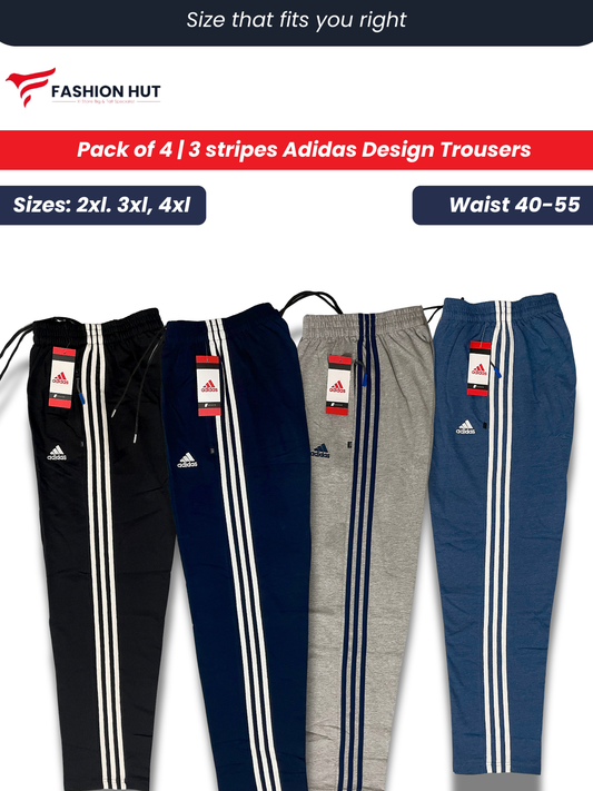 Pack of 4 Adidas 3 Stripes Terry Trousers