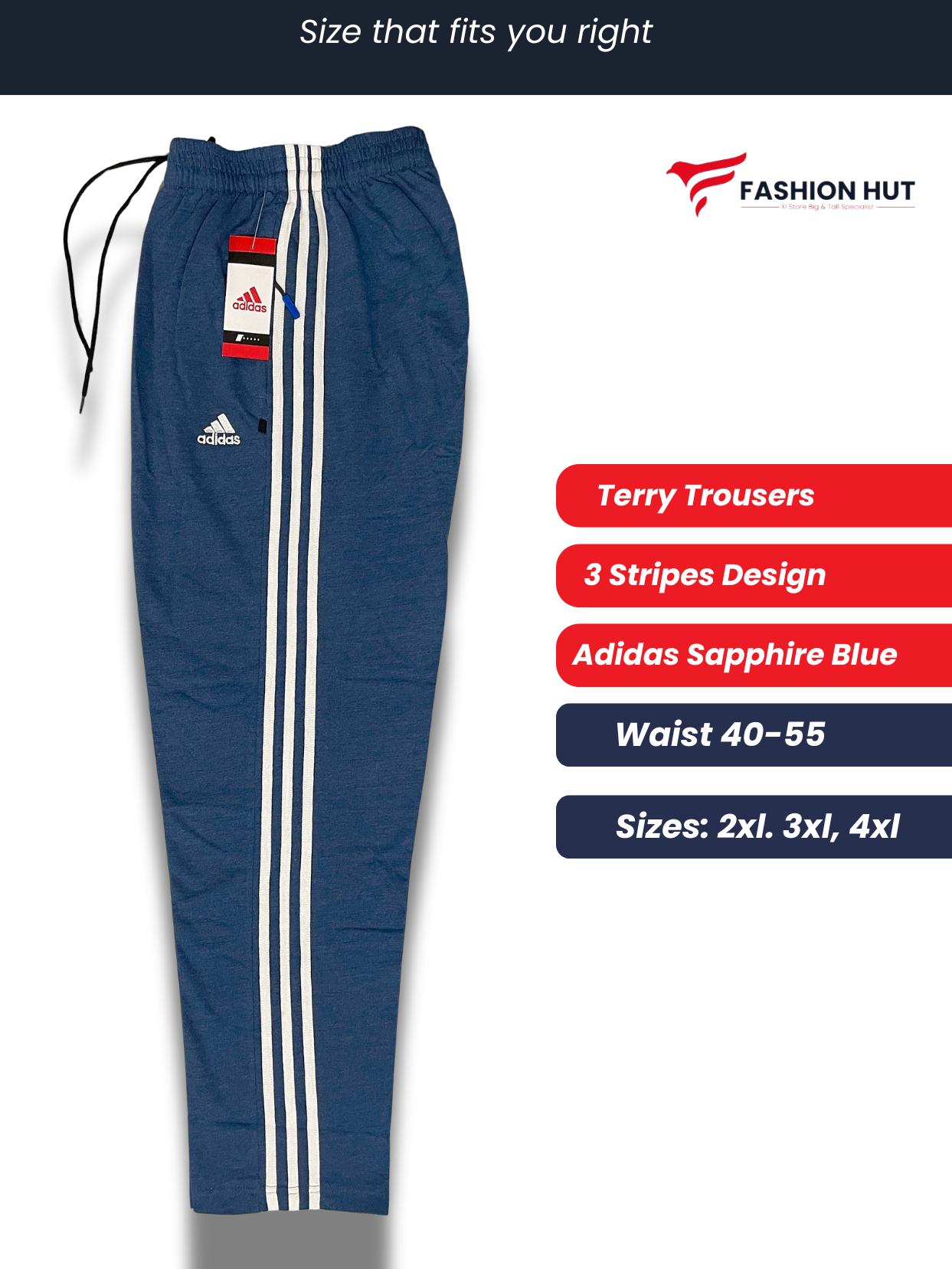 Pack of 4 Adidas 3 Stripes Terry Trousers