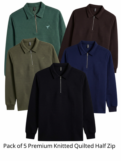 Pack of 5 Premium Knitted Quilted Half Zip | Winter Edition