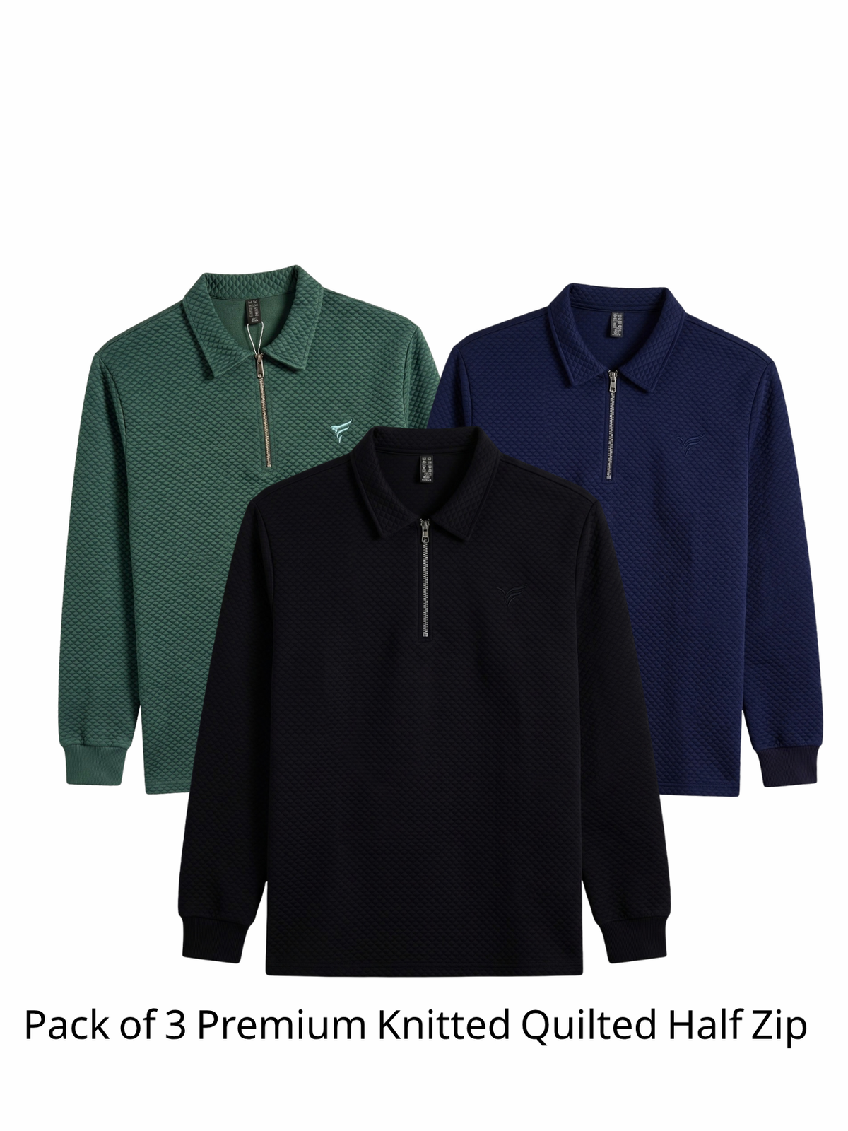 Pack of 3 Premium Knitted Quilted Half Zip | Winter Edition