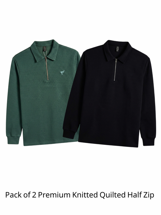 Pack of 2 Premium Knitted Quilted Half Zip | Winter Edition