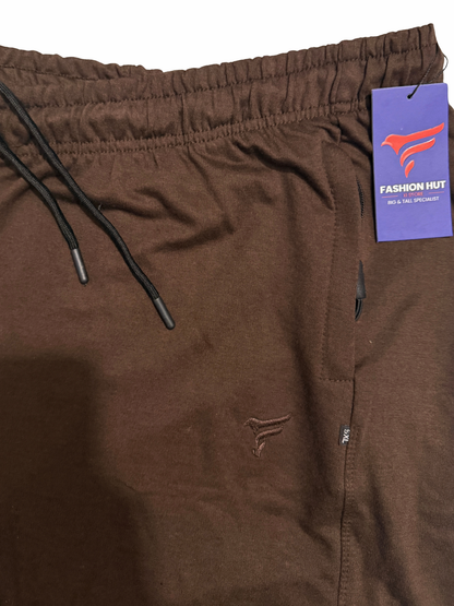 Brown Cotton Terry Baggy Trousers — Loose Fit