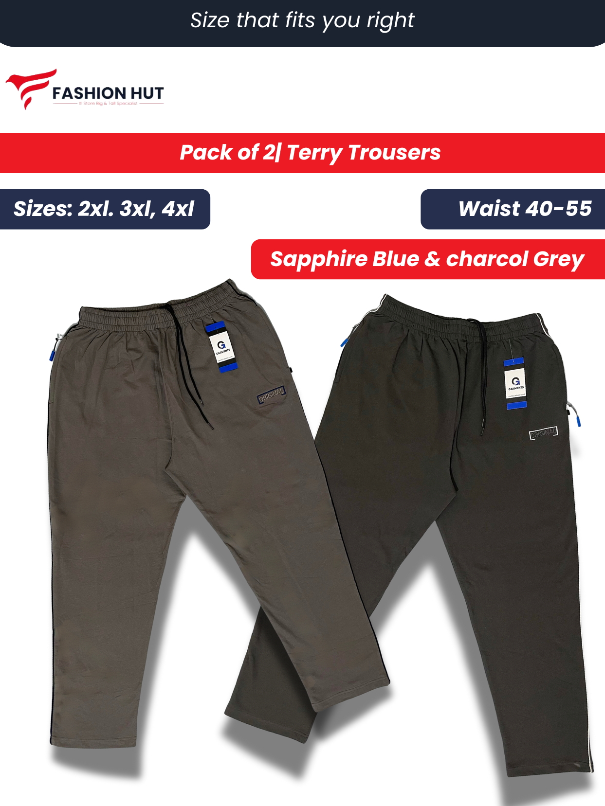 Pack of 2 Terry Trousers