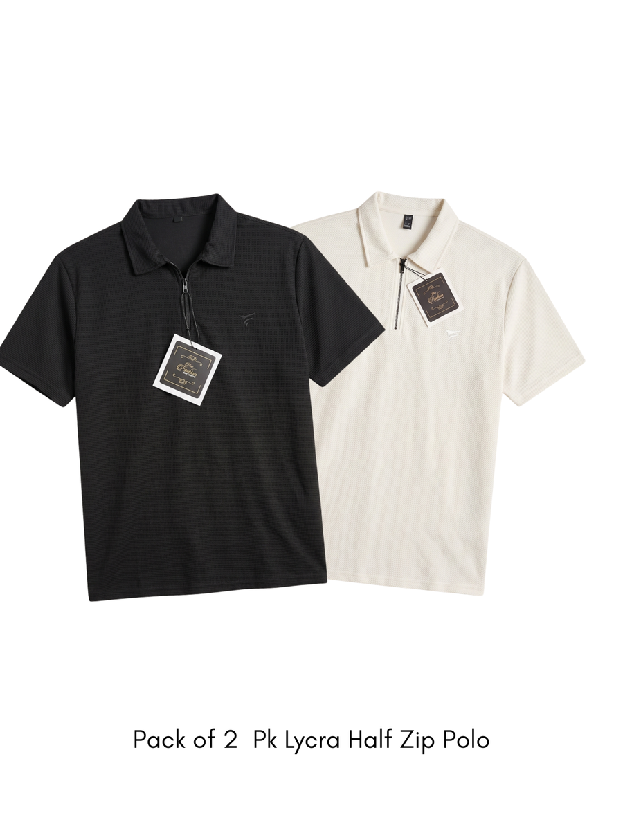 Pack of 2 Pk Lycra Half Zip Polo| Summer Fit