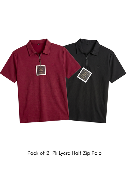 Pack of 2 Pk Lycra Half Zip Polo| Summer Fit
