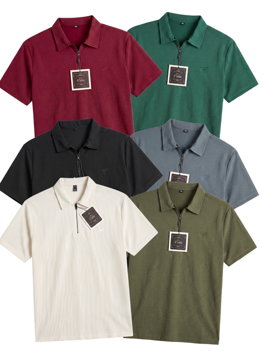 Pack of 6 Pk Lycra Half Zip Polo| Summer Fit