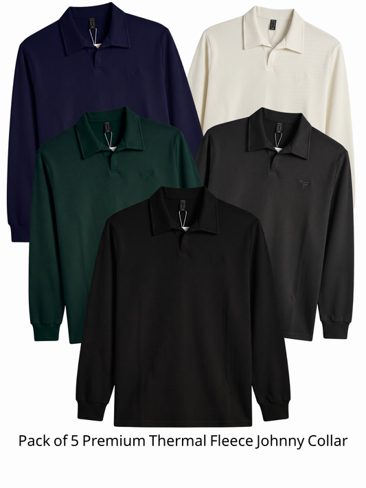 Pack of 5 Premium Thermal Fleece Johnny Collar | Winter Edition