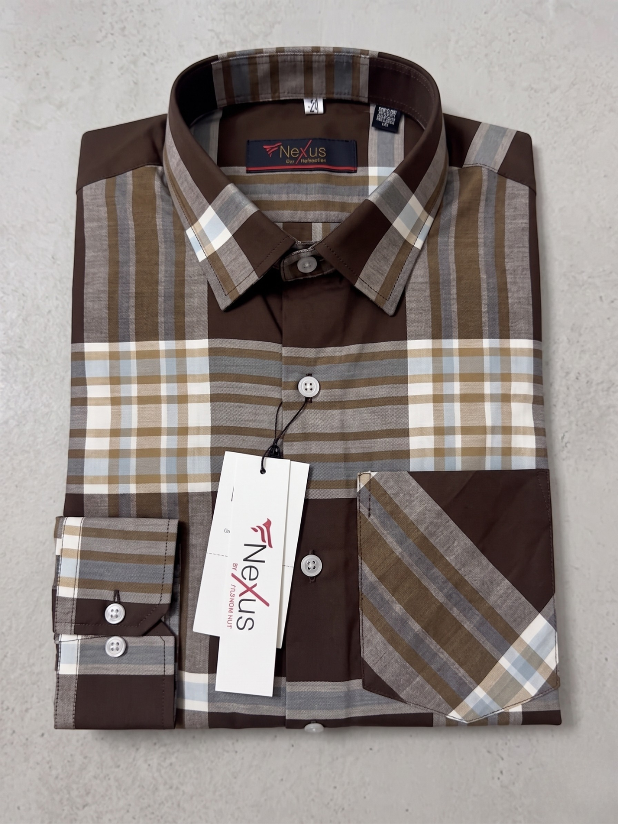 Noir Matrix checkered Brown Shirt