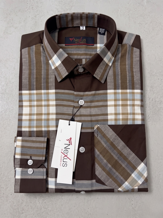 Noir Matrix checkered Brown Shirt