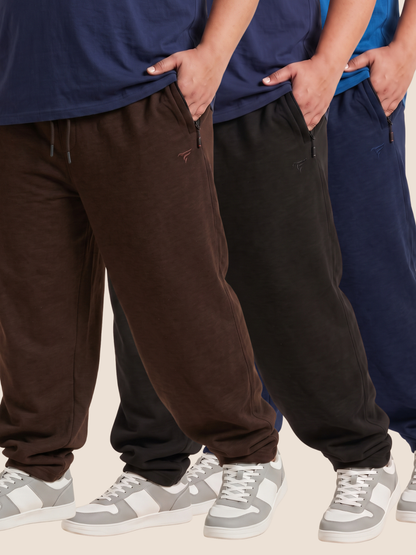 Pack of 3 Premium Cotton Fleece Baggy Trousers — Winter Edition
