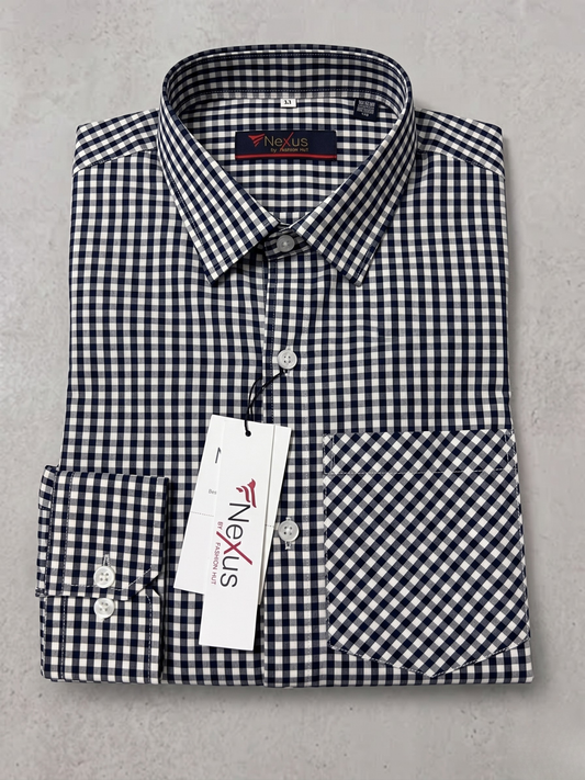Navy Gingham Checkerd Shirt