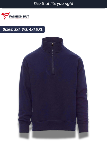 Fancy Navy Blue payper Half Zip mock Sweatshirt