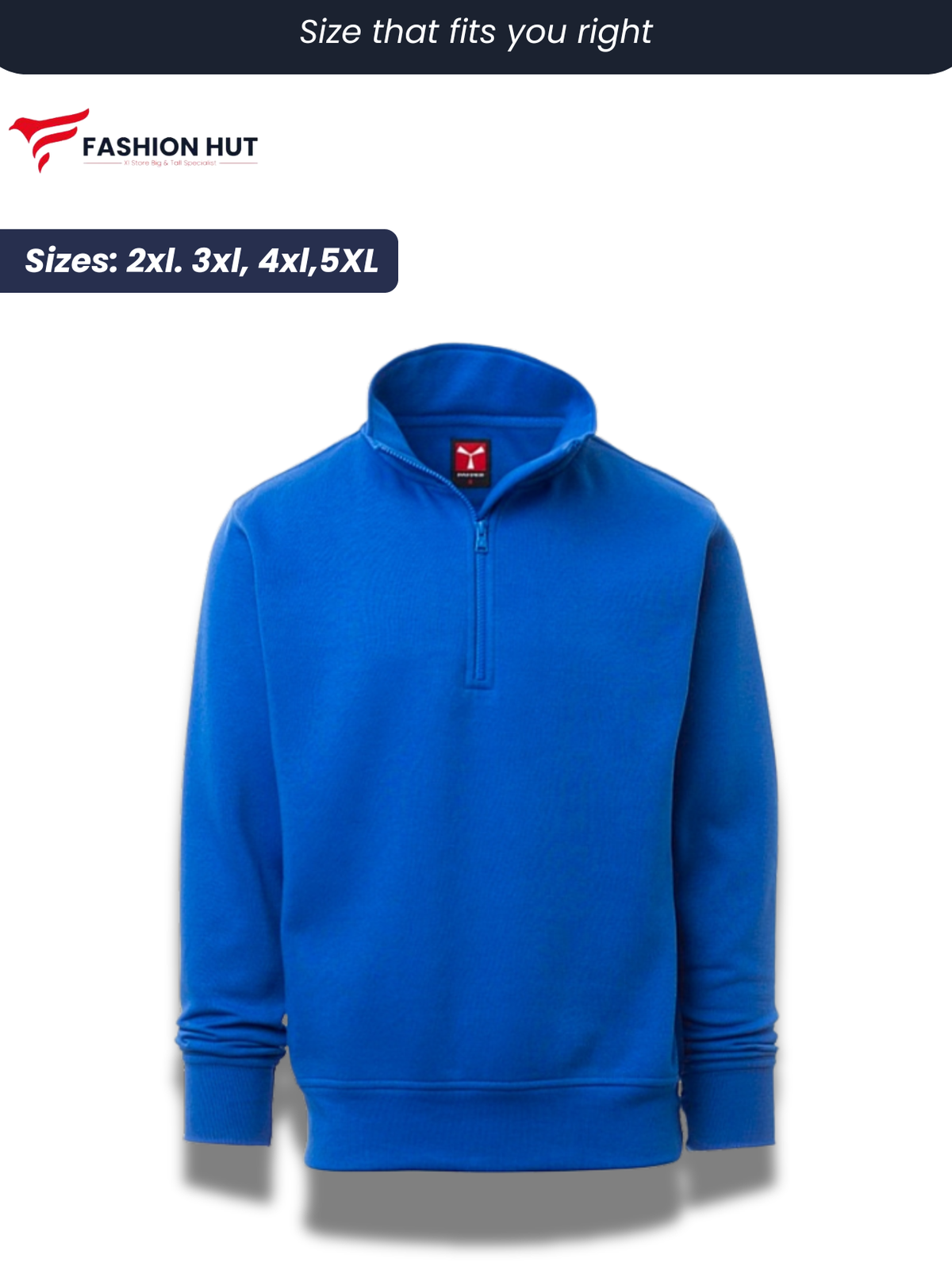 Fancy Royal Blue payper Half Zip mock Sweatshirt