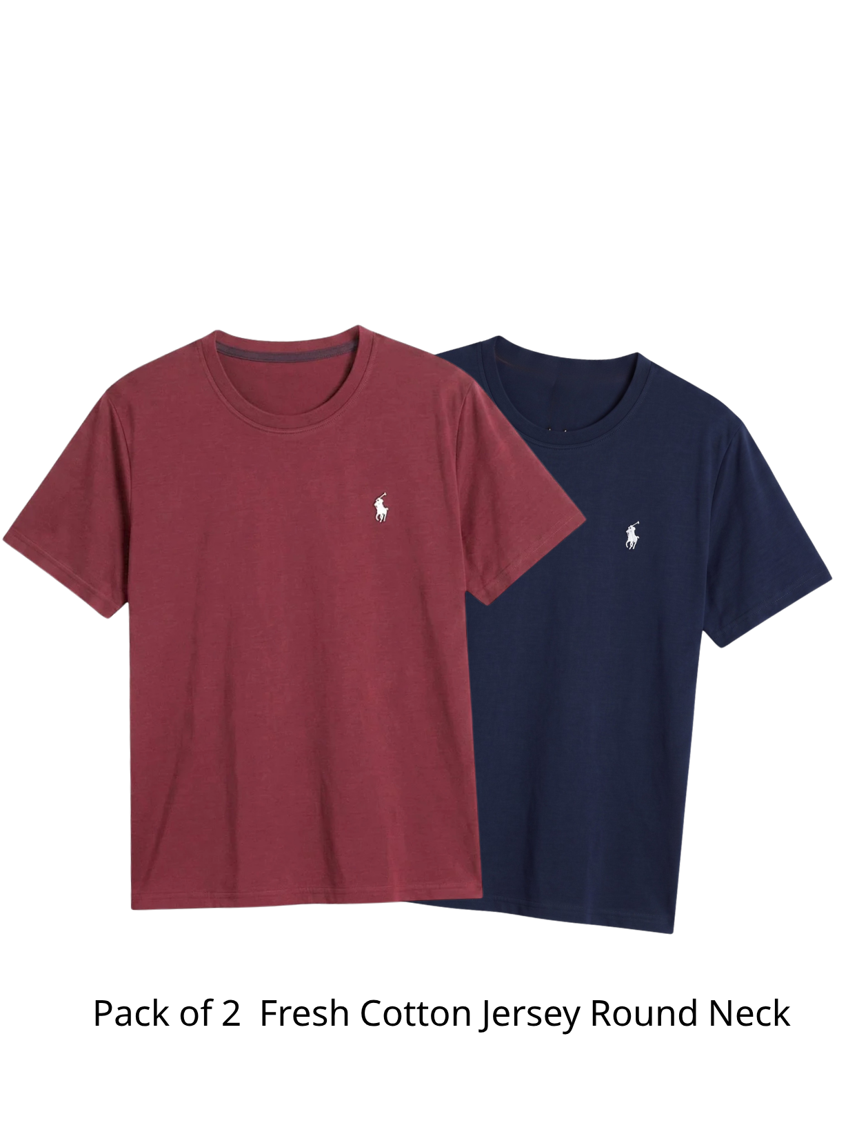 Pack of 2 Fresh Cotton Jersey Round Neck T-Shirt | Color Selection