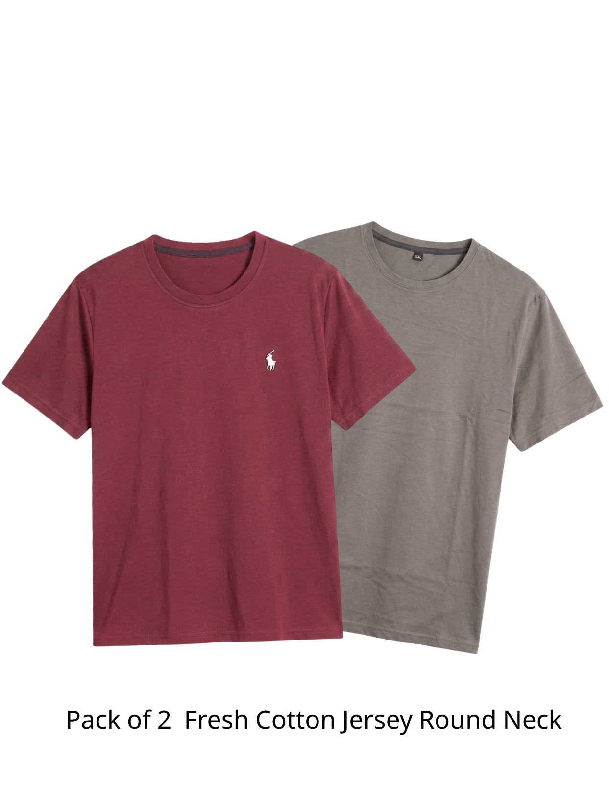 Pack of 2 Fresh Cotton Jersey Round Neck T-Shirt | Color Selection