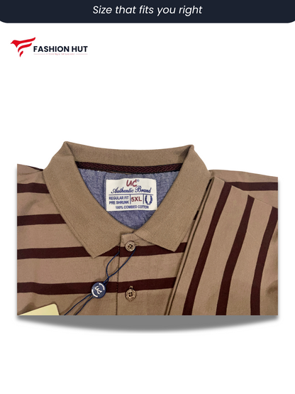 UC  Polo Stripers Brown with mahroon lines | Summer Fit
