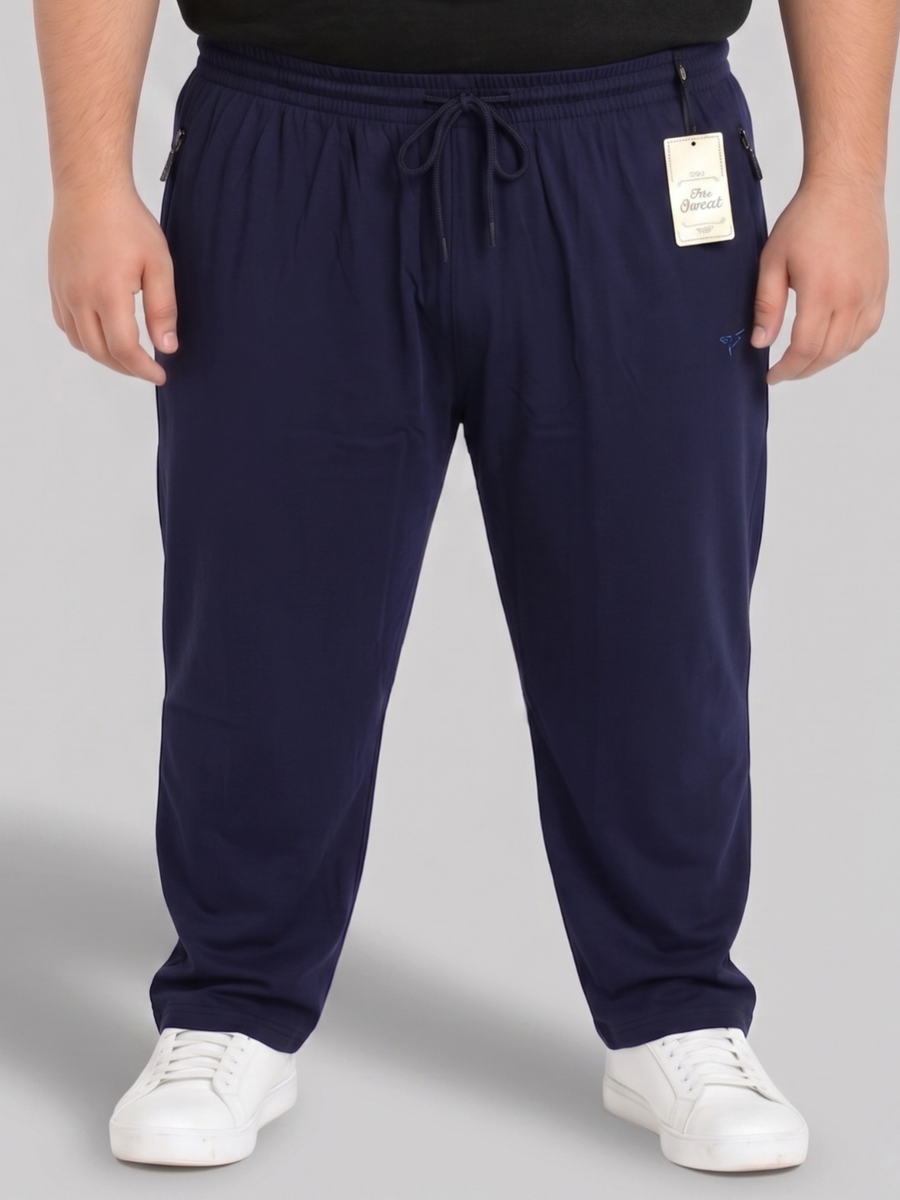 Navy Blue Plain Cotton Jersey Trousers | Summer Edition