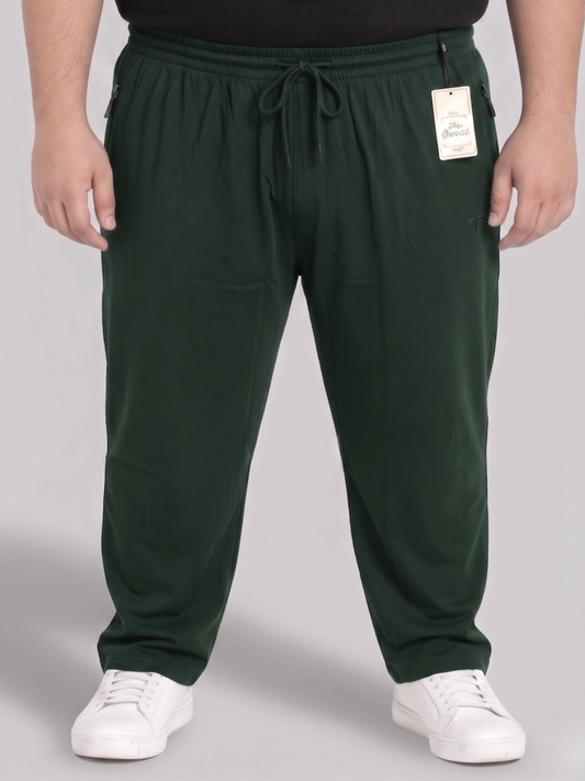 Bottle Green Plain Cotton Jersey Trousers | Summer Edition