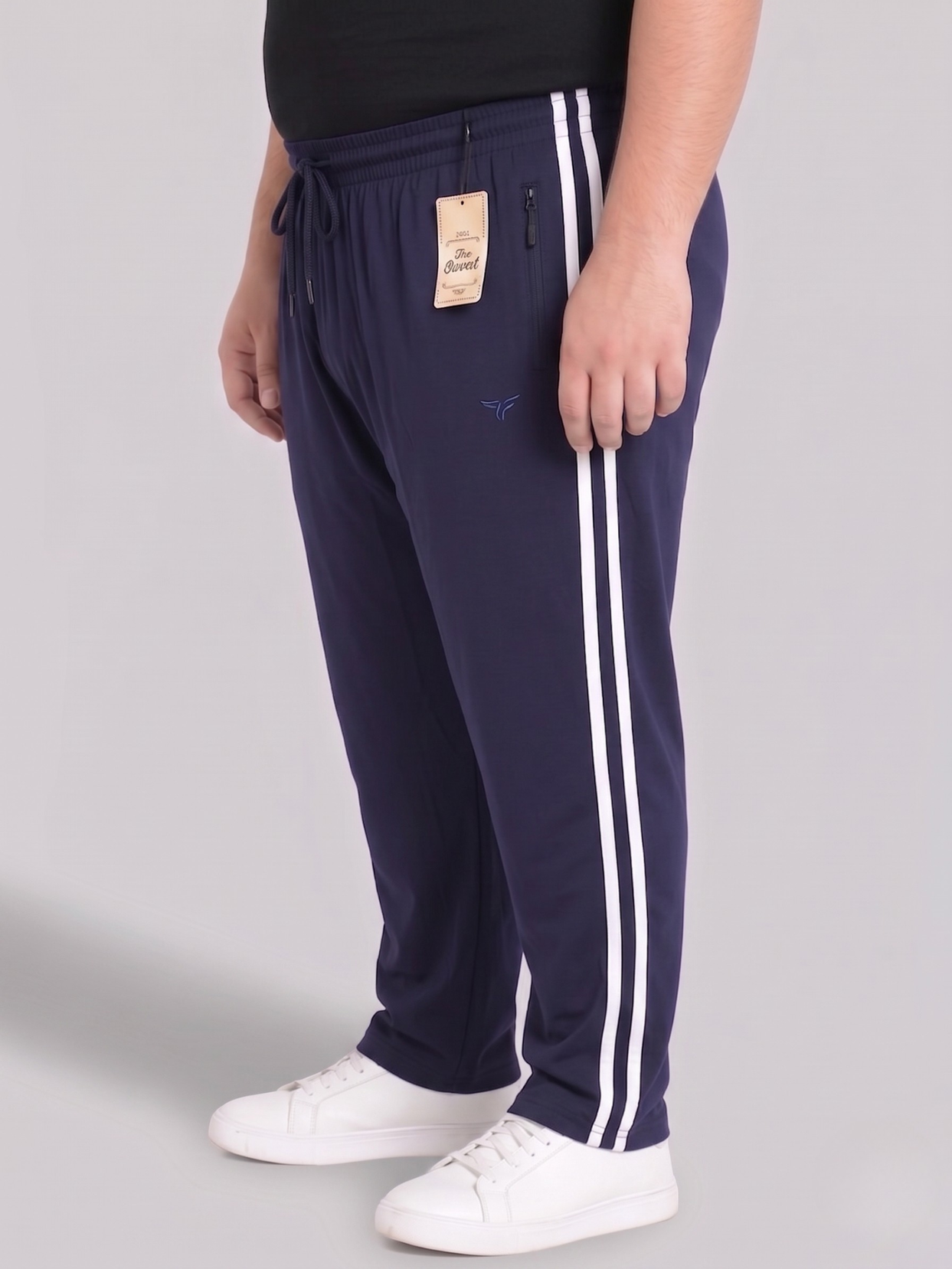 Navy Blue Stripes Cotton Jersey Trousers | Summer Edition
