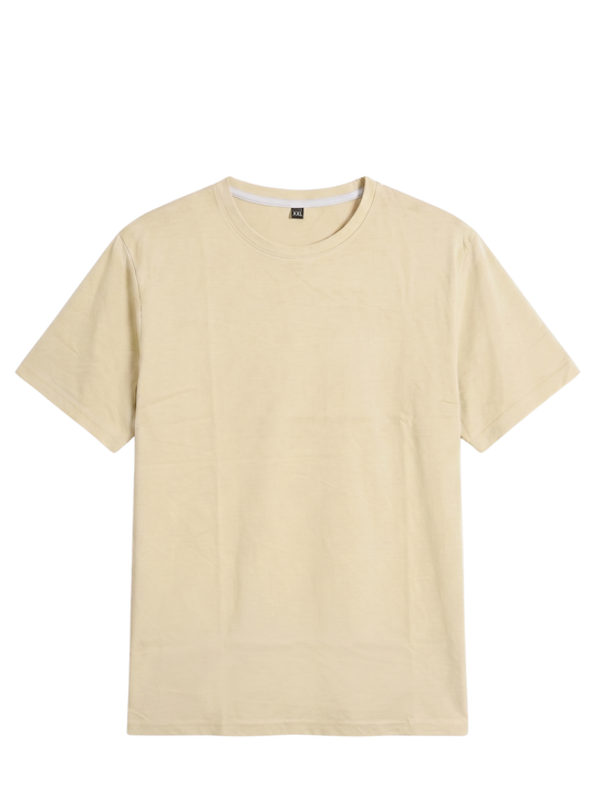 Fresh Cotton  Jersey Beige Round Neck T-Shirt | Summer Edition