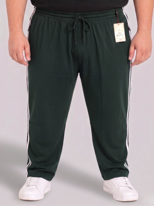 Dark Green Stripes Cotton Jersey Trousers | Summer Edition