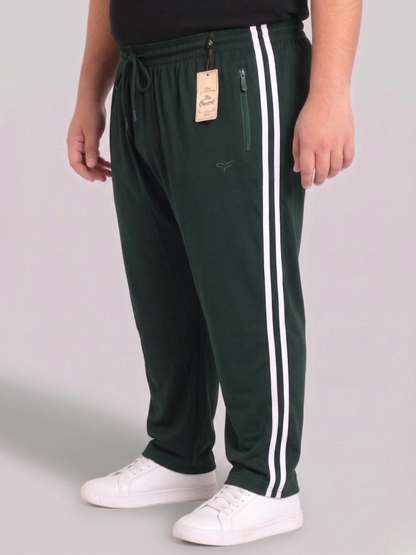 Dark Green Stripes Cotton Jersey Trousers | Summer Edition