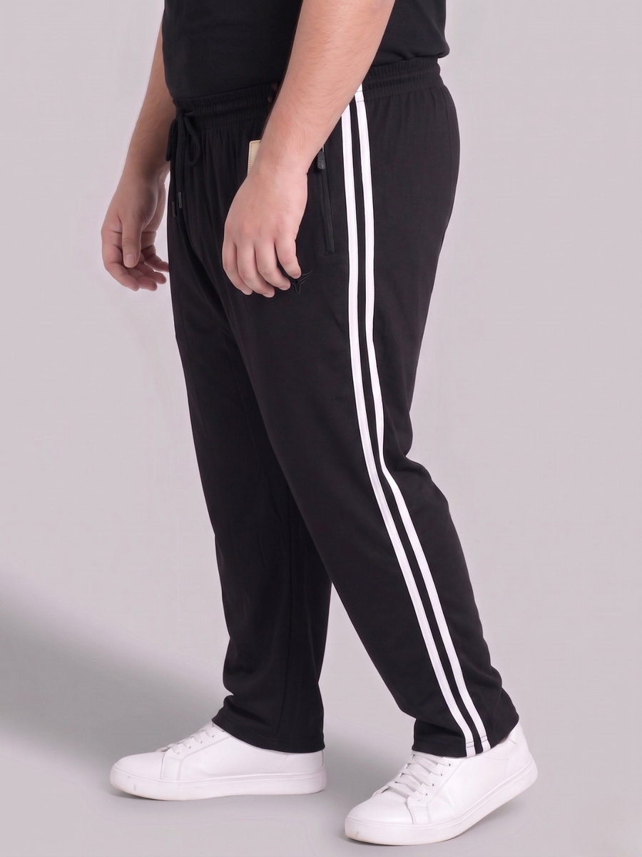 Jet Black Stripes Cotton Jersey Trousers | Summer Edition