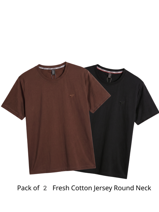 Pack of 2 Fresh Cotton Jersey Round Neck | Summer Edition