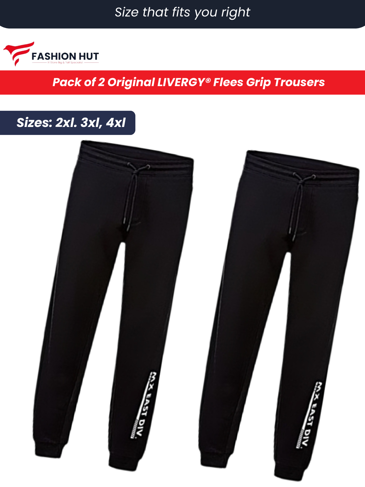 Pack of 2  LIVERGY® Export Flees Grip Trousers | Winter Edition