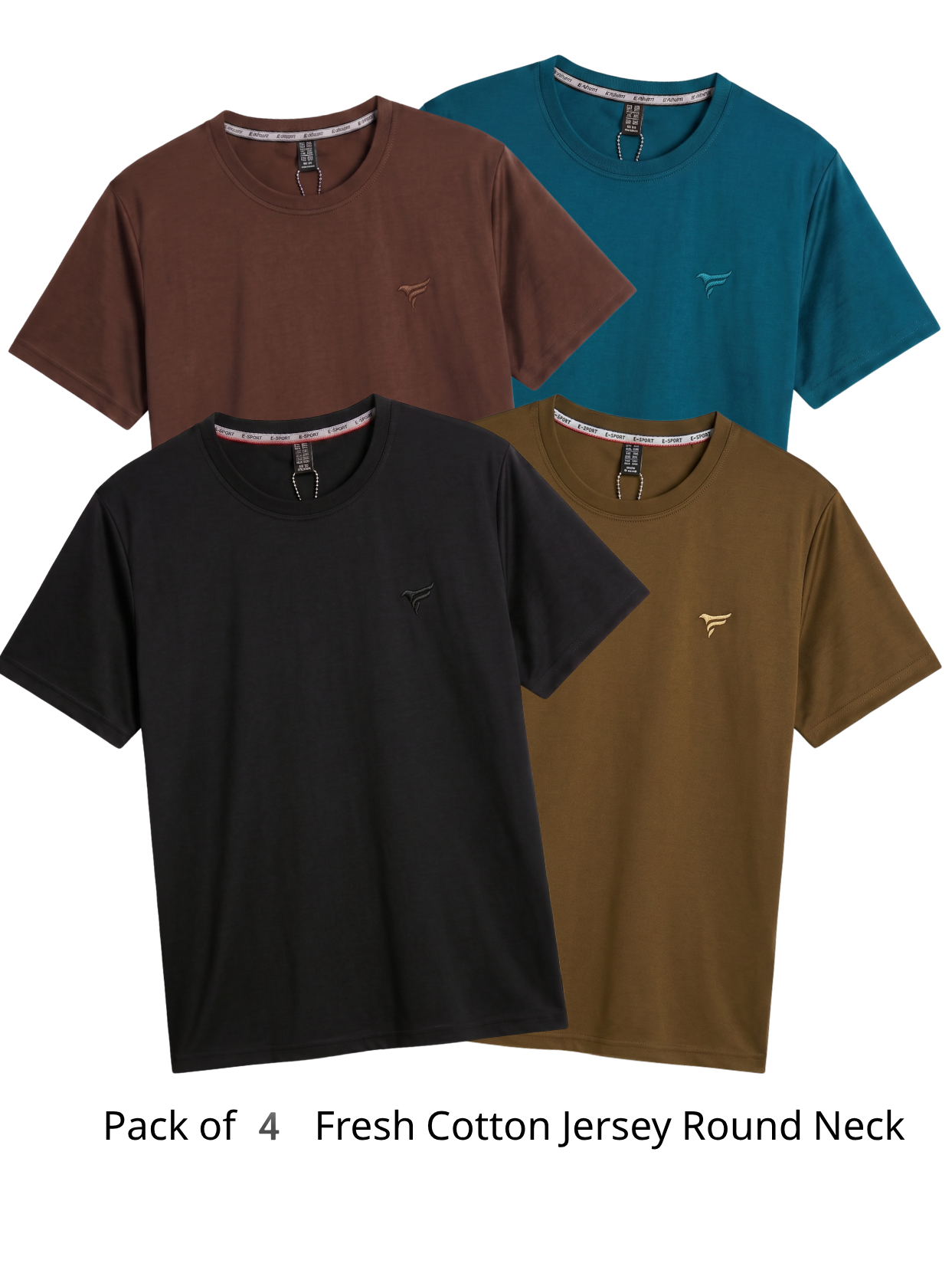 Pack of 4 Fresh Cotton Jersey Round Neck | Summer Edition