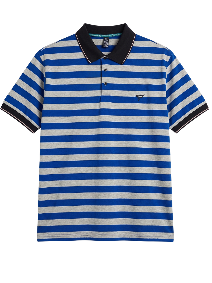 Blue & Grey Stripes Polo | Summer Fit