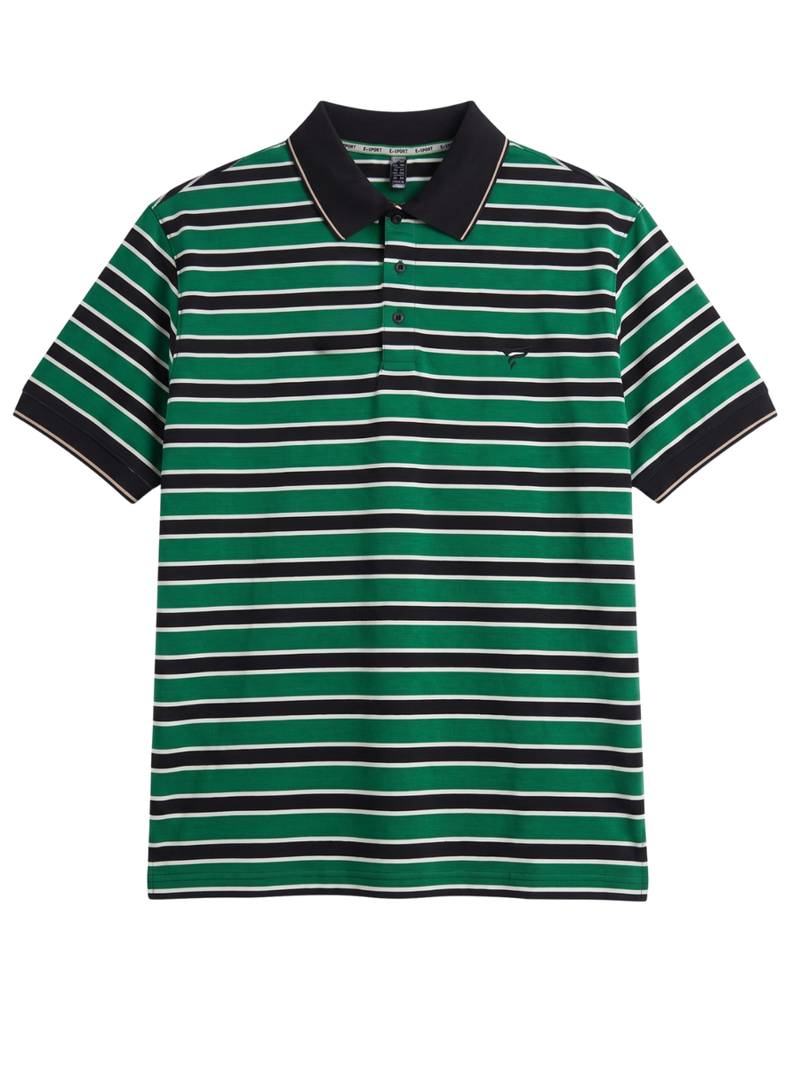 Black & Green Stripes Polo | Summer Fit