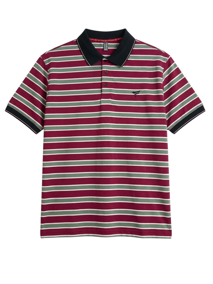 Mahroon & Olive Stripes Polo | Summer Fit