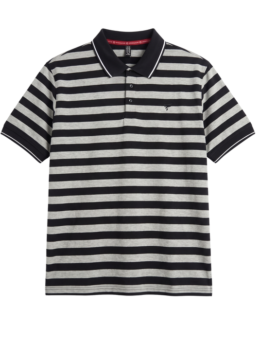 Black & Grey Stripes Polo | Summer Fit