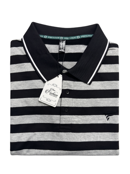 Black & Grey Stripes Polo | Summer Fit