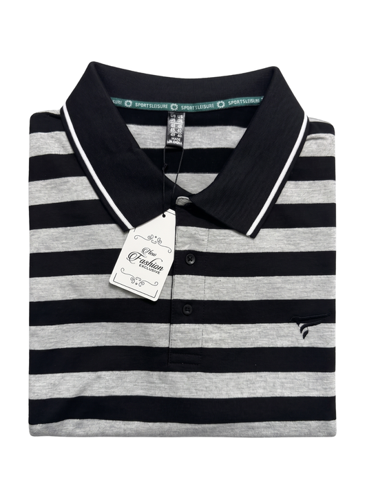 Black & Grey Stripes Polo | Summer Fit