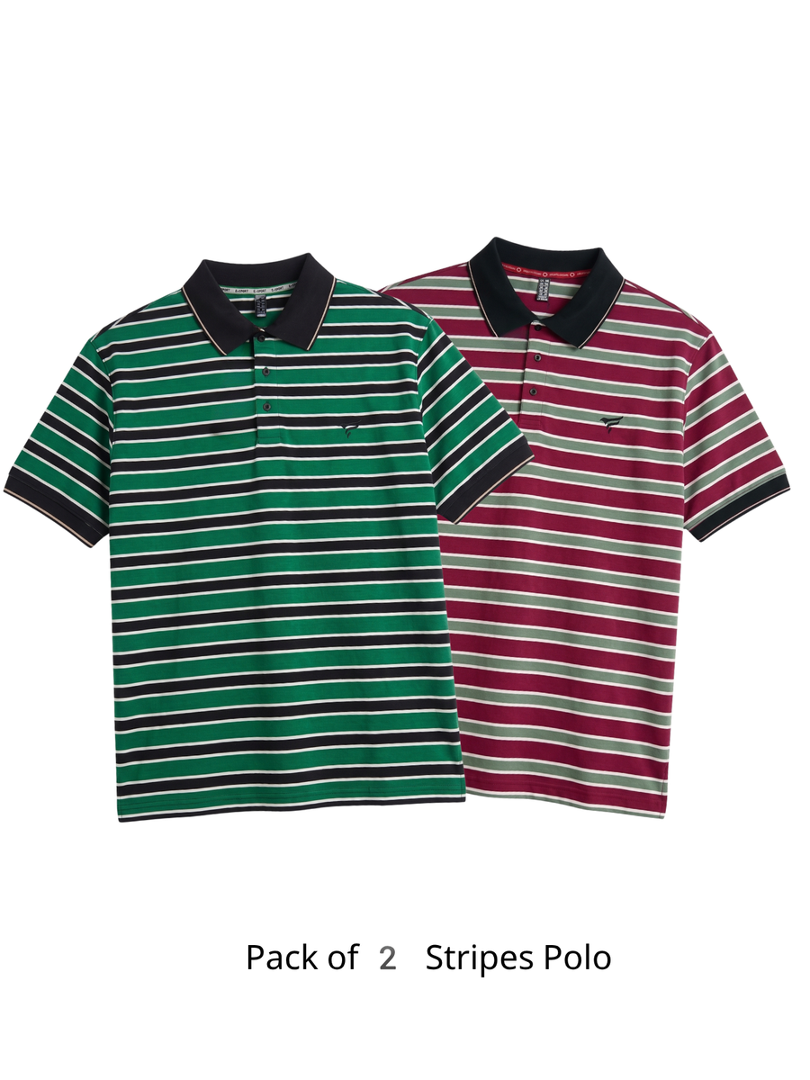 Pack of 2 Stripes Polo | Summer Fit