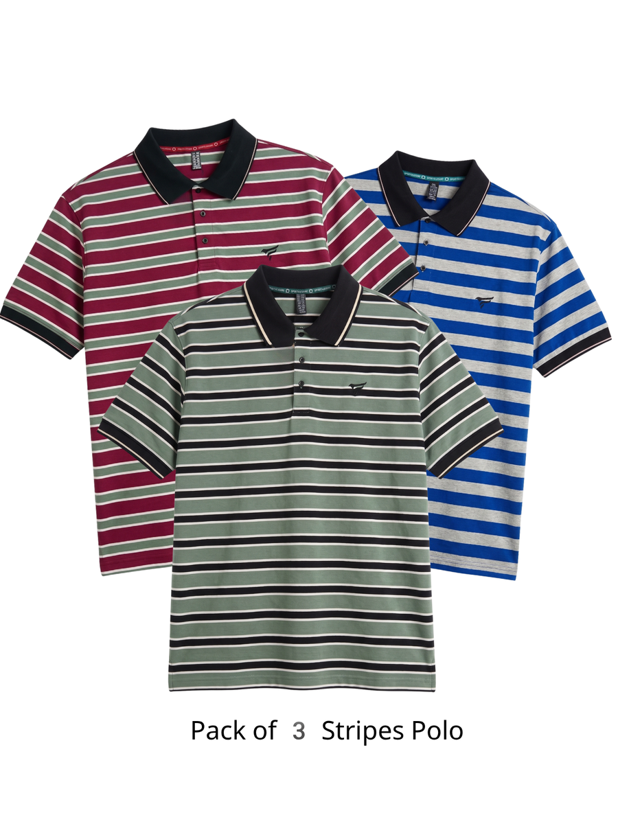 Pack of 3 Stripes Polo | Summer Fit