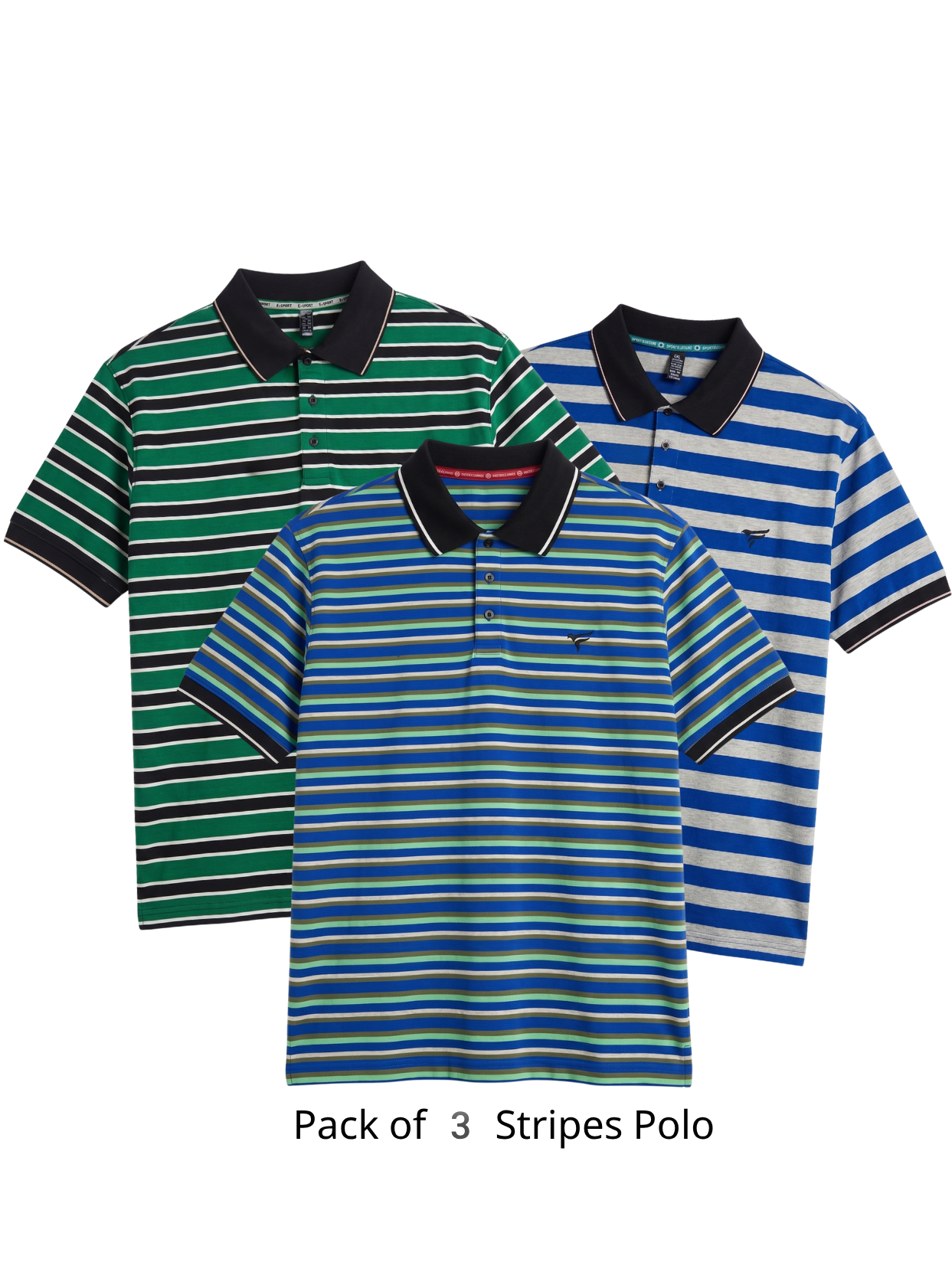 Pack of 3 Stripes Polo | Summer Fit
