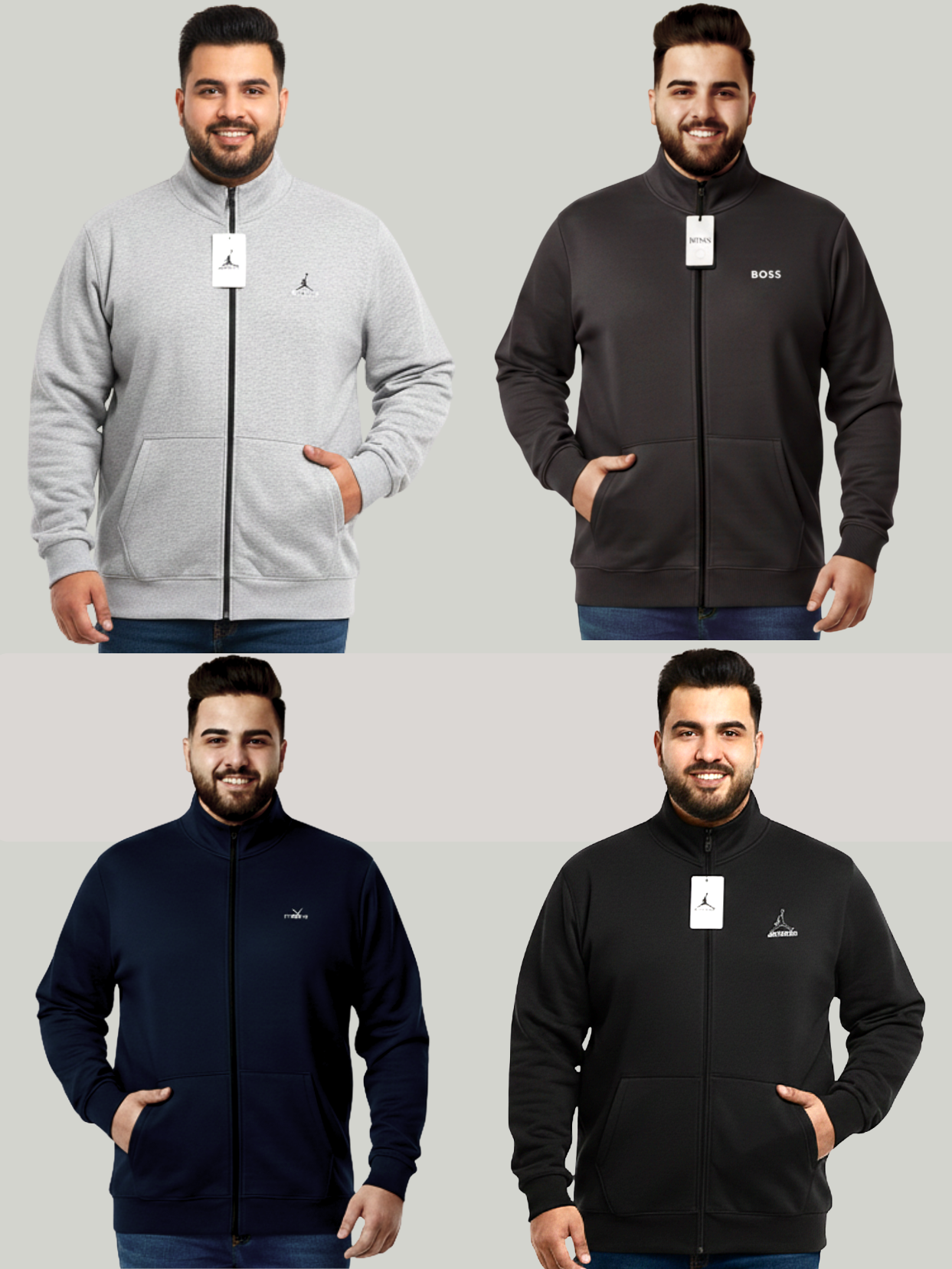 Pack of 4 full Mock Zipper