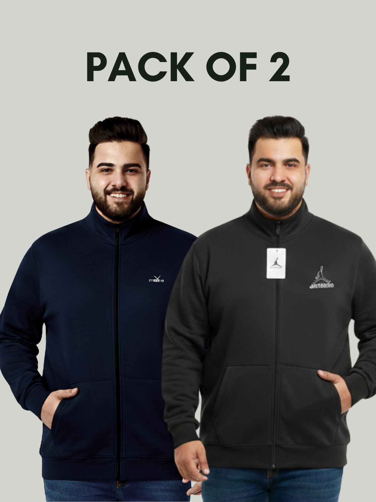Pack of 2 full Mock Zipper