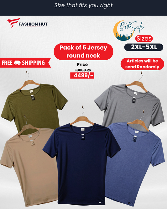 Pack of 5 Jersey round neck T-shirt